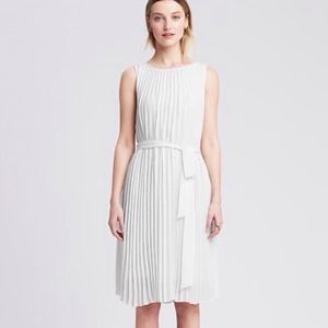 White Pleated Banana Republic Dress